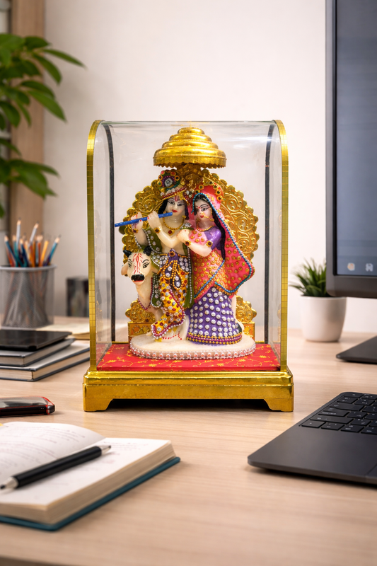 Radha Krishna Idol with Premium Transparent Case