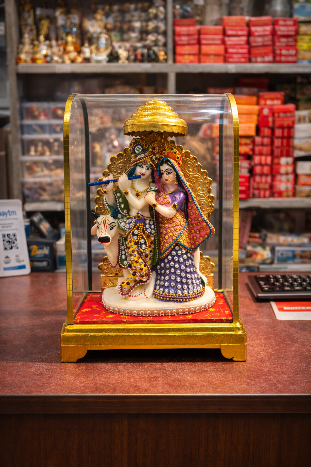 Radha Krishna Idol with Premium Transparent Case