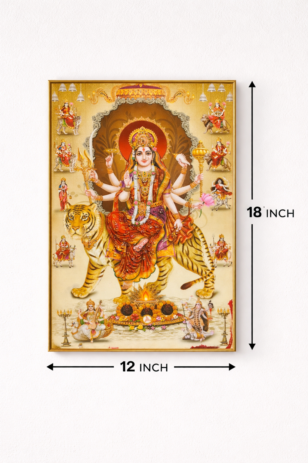 Maa Durga Wall Painting  Divine Hindu Religious Wall Decor for Home & Temple