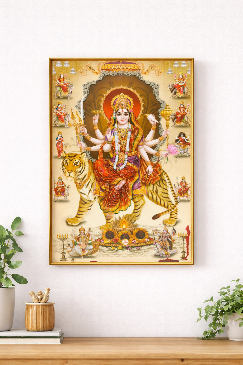 Maa Durga Wall Painting  Divine Hindu Religious Wall Decor for Home & Temple