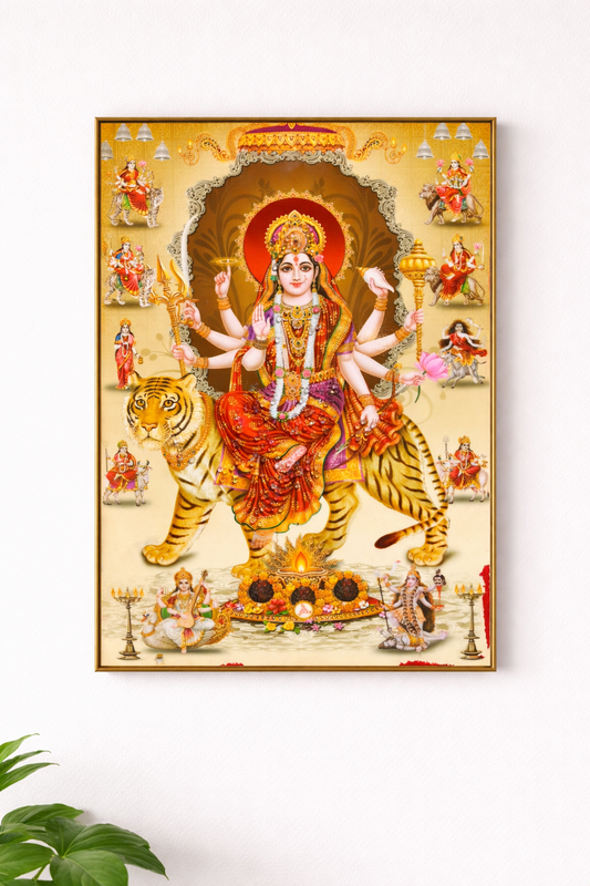 Maa Durga Wall Painting  Divine Hindu Religious Wall Decor for Home & Temple