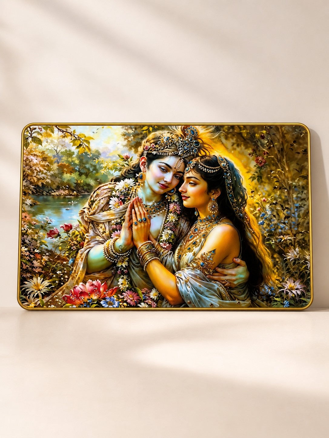 Radha Krishna Divine Love Crystal Painting