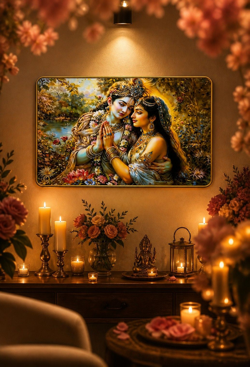 Radha Krishna Divine Love Crystal Painting