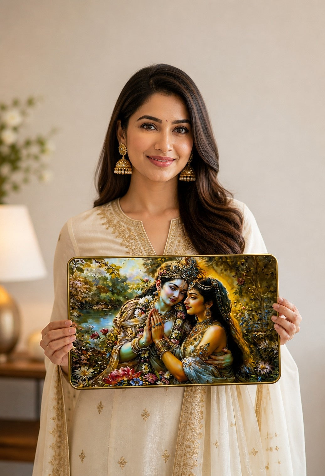 Radha Krishna Divine Love Crystal Painting