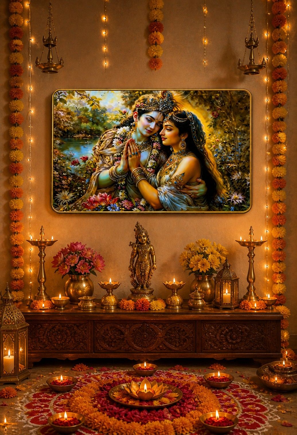 Radha Krishna Divine Love Crystal Painting