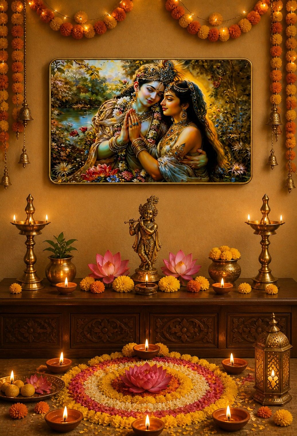 Radha Krishna Divine Love Crystal Painting