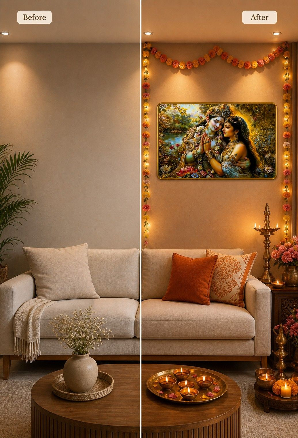 Radha Krishna Divine Love Crystal Painting