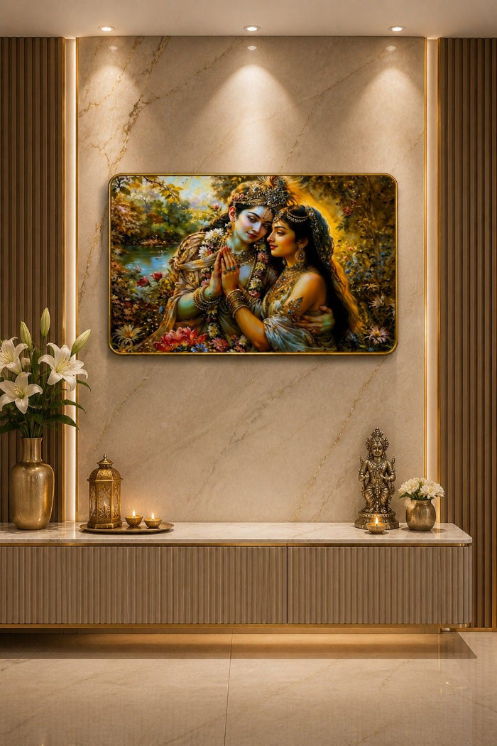 Radha Krishna Divine Love Crystal Painting