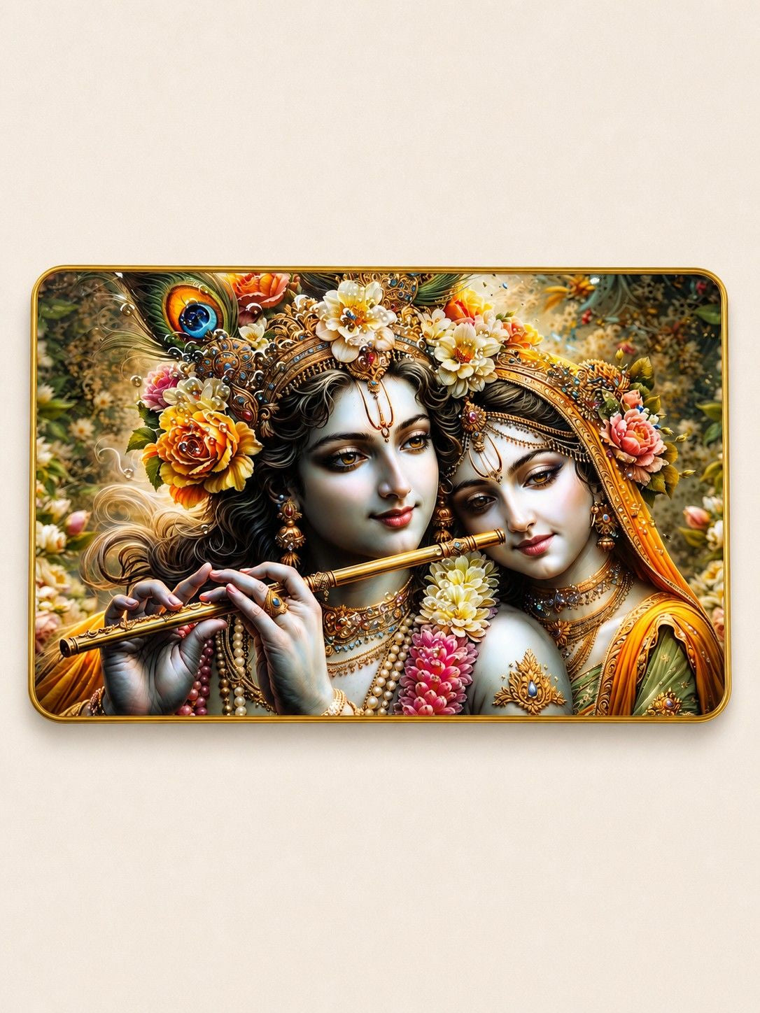 Radha Krishna Divine Flute Love Crystal Painting