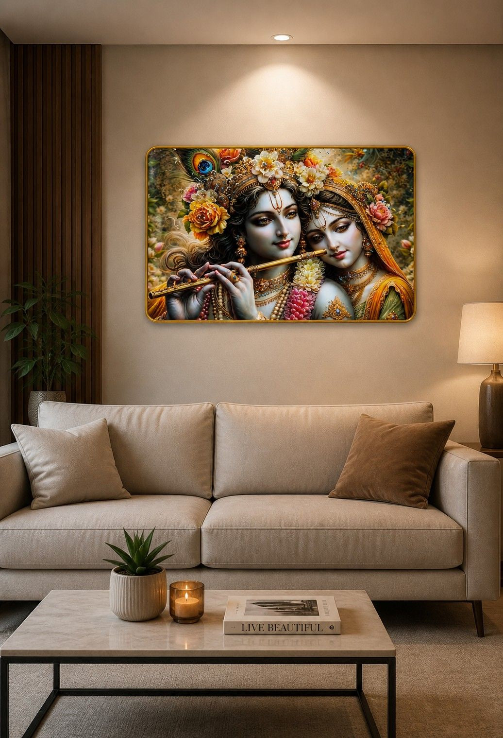 Radha Krishna Divine Flute Love Crystal Painting