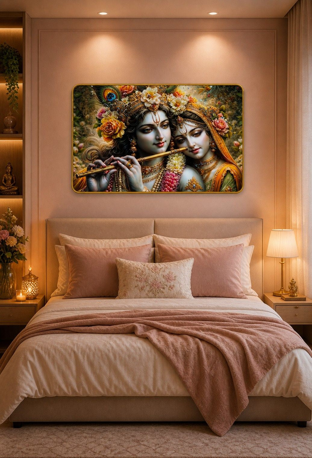 Radha Krishna Divine Flute Love Crystal Painting