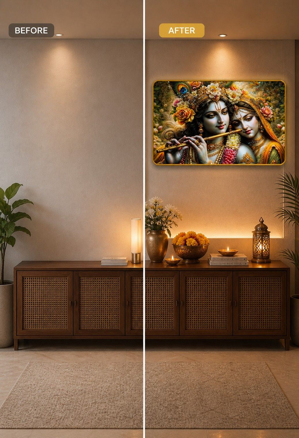 Radha Krishna Divine Flute Love Crystal Painting