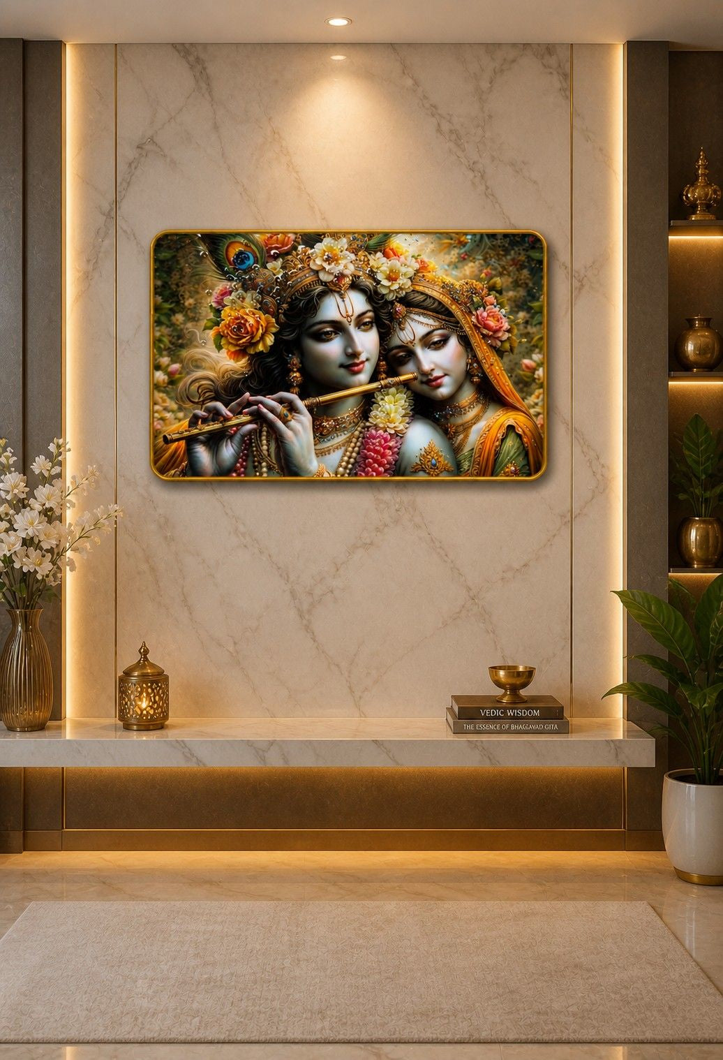 Radha Krishna Divine Flute Love Crystal Painting