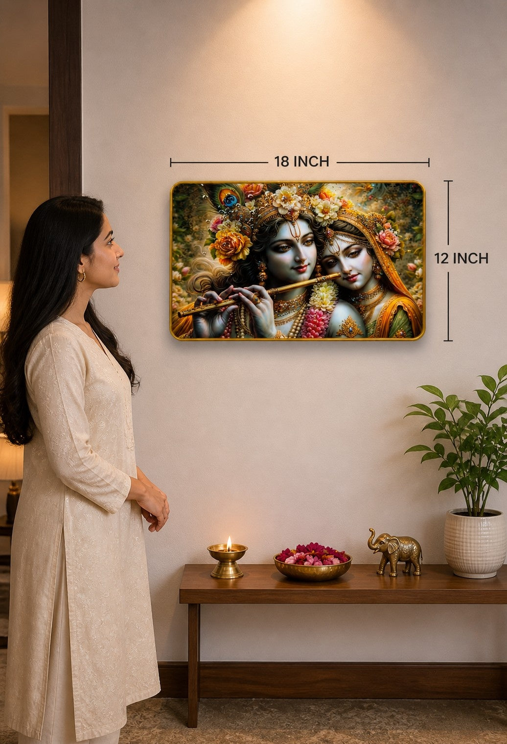 Radha Krishna Divine Flute Love Crystal Painting