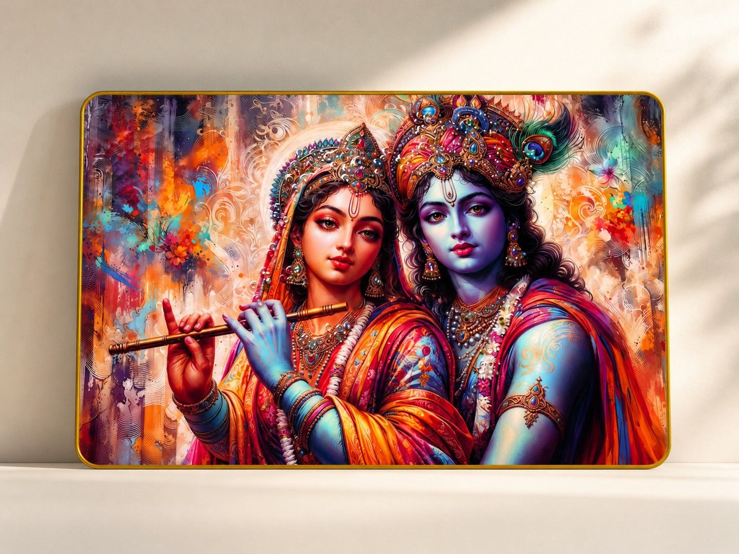 Radha Krishna Divine Harmony Crystal Painting