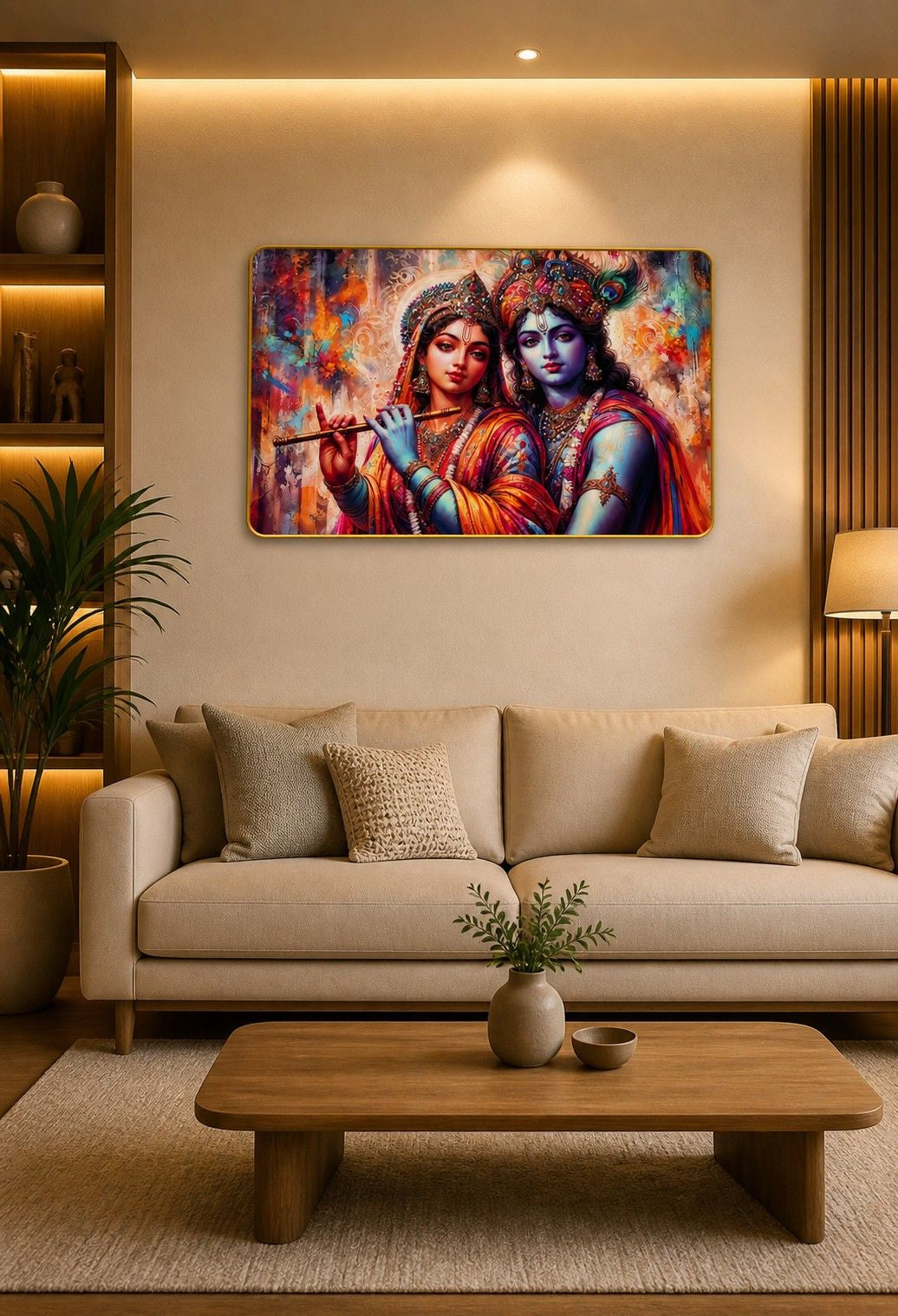 Radha Krishna Divine Harmony Crystal Painting