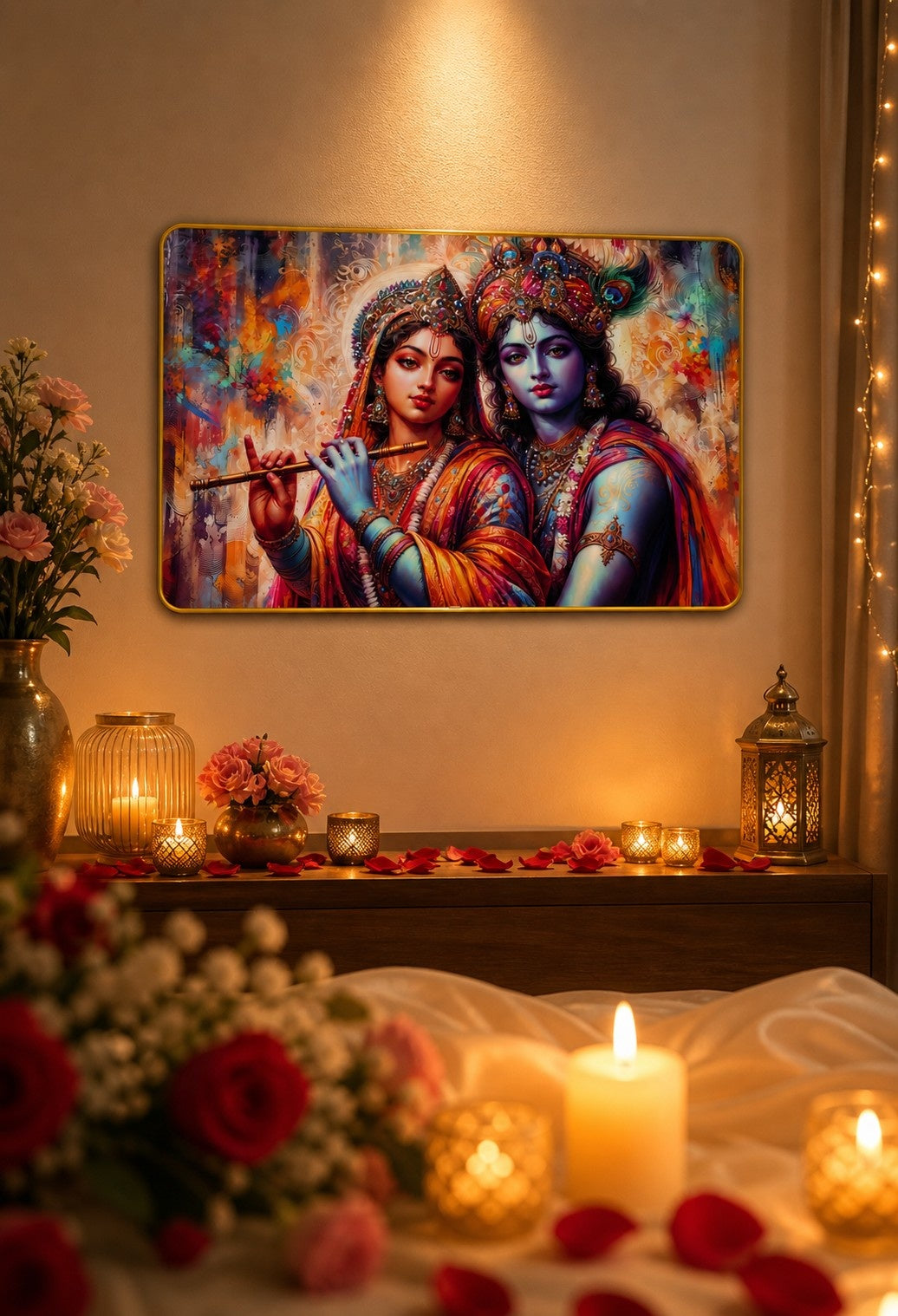 Radha Krishna Divine Harmony Crystal Painting