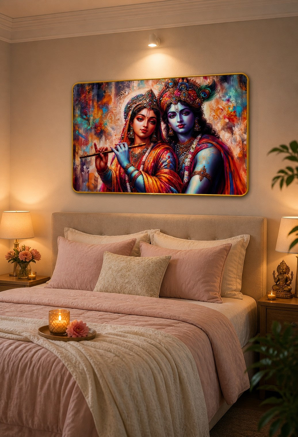 Radha Krishna Divine Harmony Crystal Painting