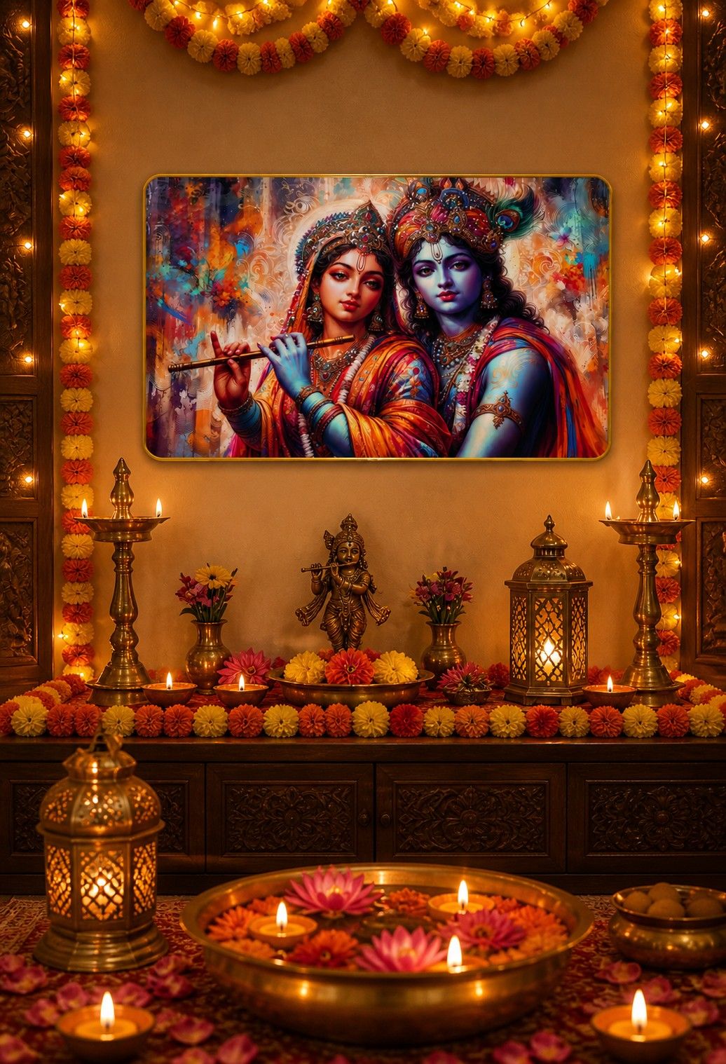 Radha Krishna Divine Harmony Crystal Painting