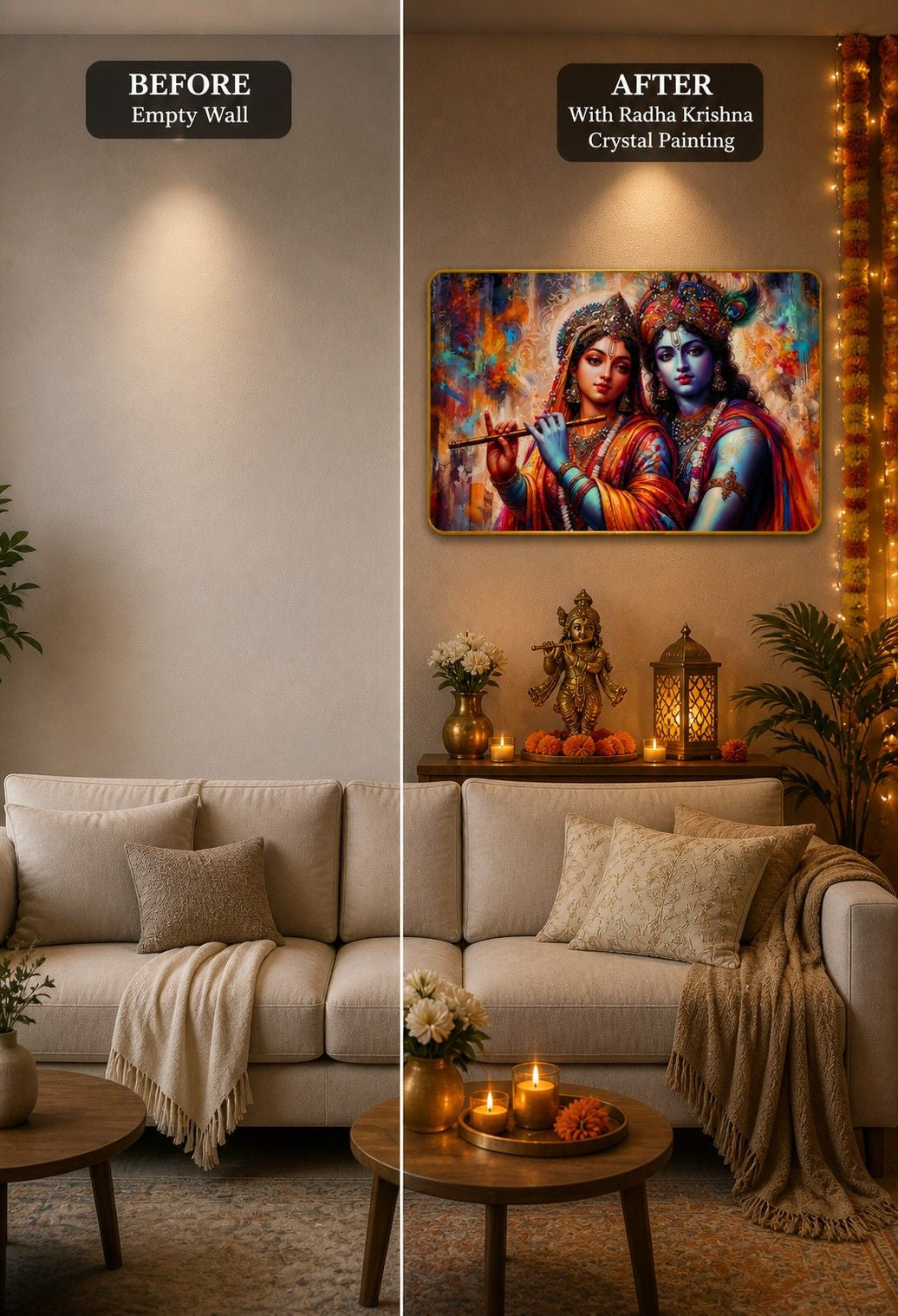Radha Krishna Divine Harmony Crystal Painting