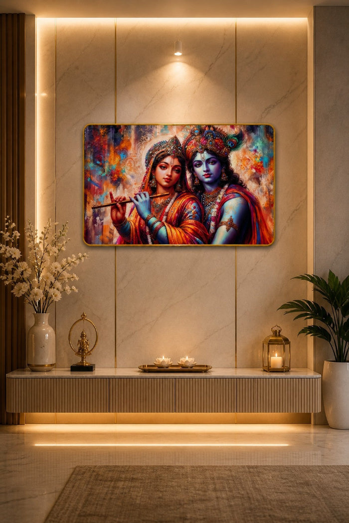 Radha Krishna Divine Harmony Crystal Painting
