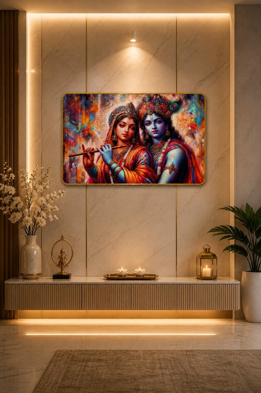 Radha Krishna Divine Harmony Crystal Painting