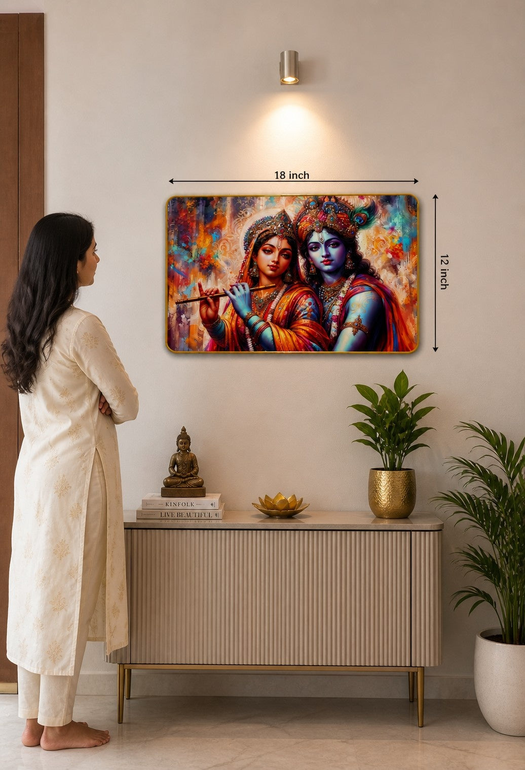 Radha Krishna Divine Harmony Crystal Painting