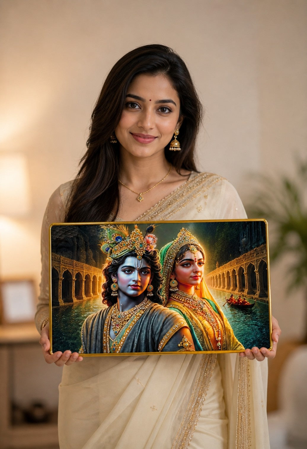 Divine Love Radha Krishna Crystal Painting