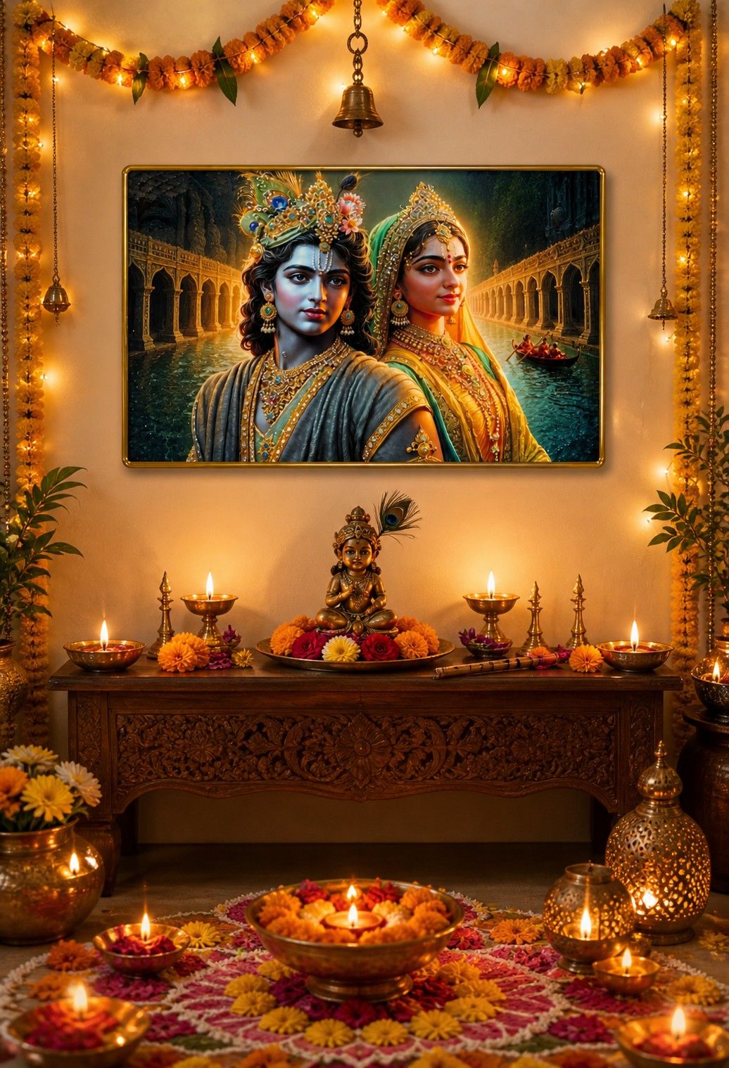 Divine Love Radha Krishna Crystal Painting