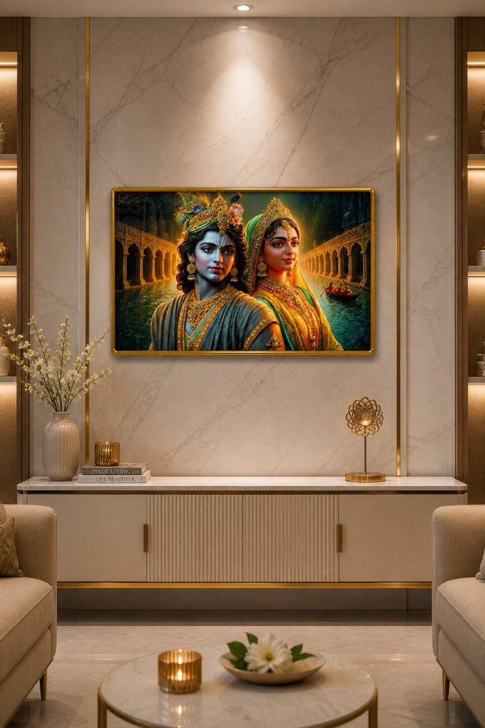 Divine Love Radha Krishna Crystal Painting