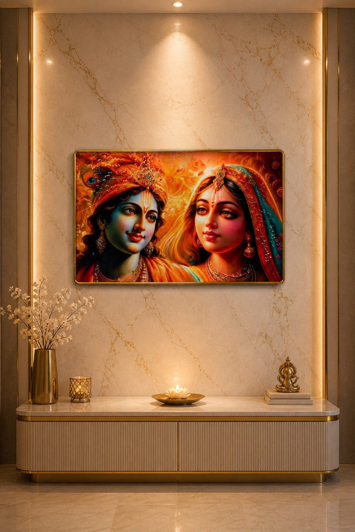 Radha Krishna Divine Love Crystal Painting