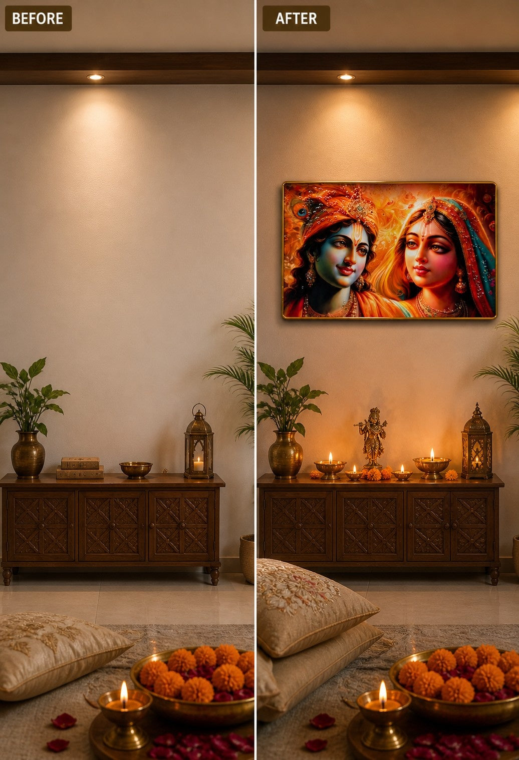 Radha Krishna Divine Love Crystal Painting