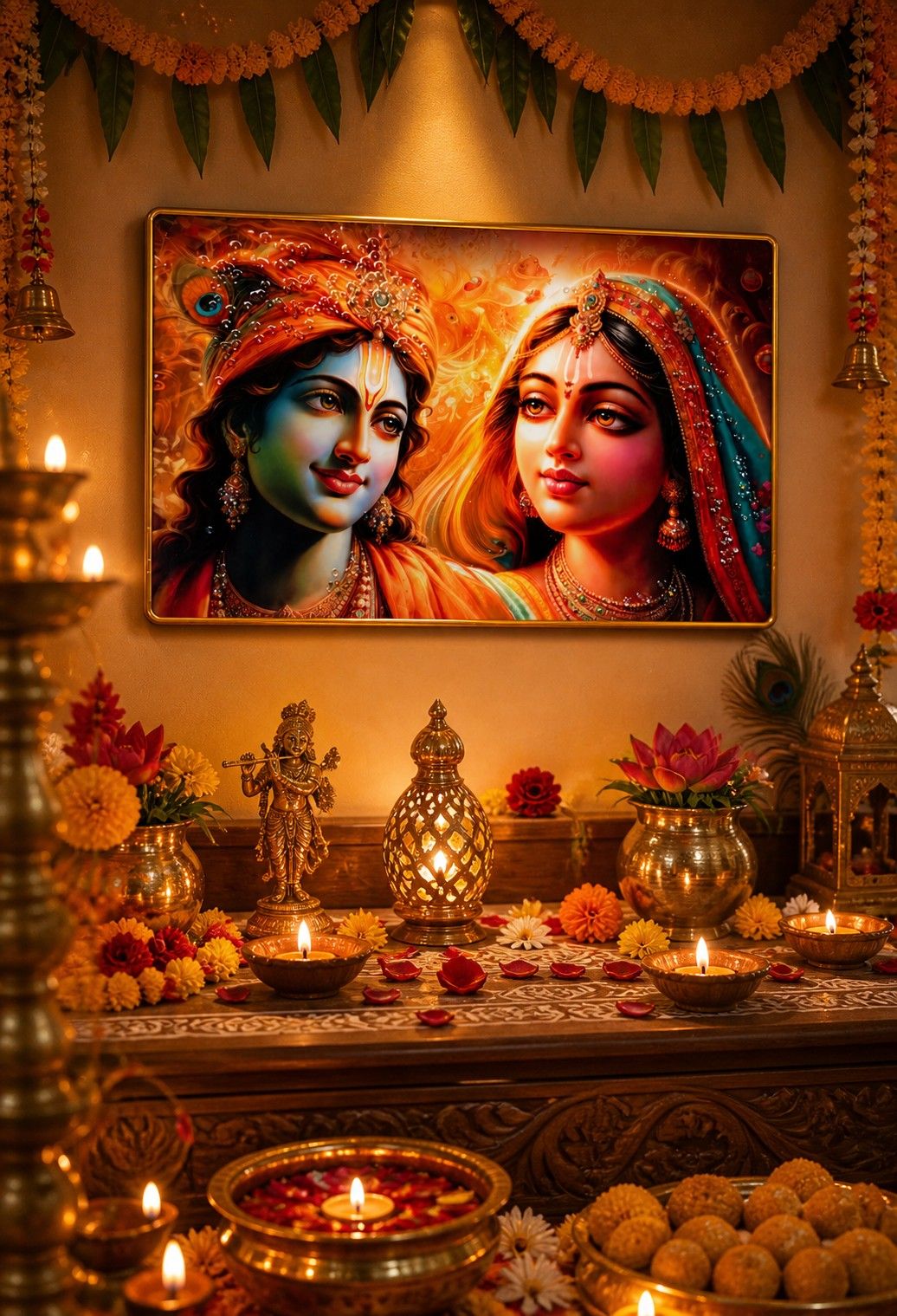 Radha Krishna Divine Love Crystal Painting