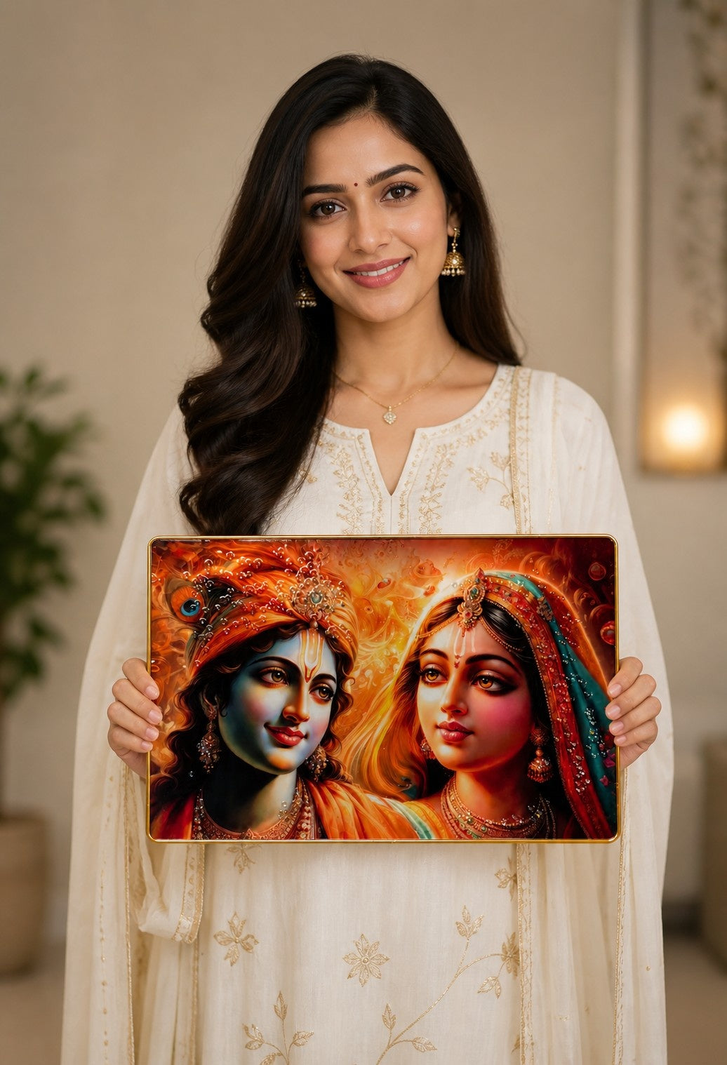 Radha Krishna Divine Love Crystal Painting