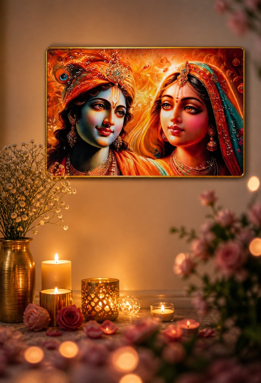 Radha Krishna Divine Love Crystal Painting