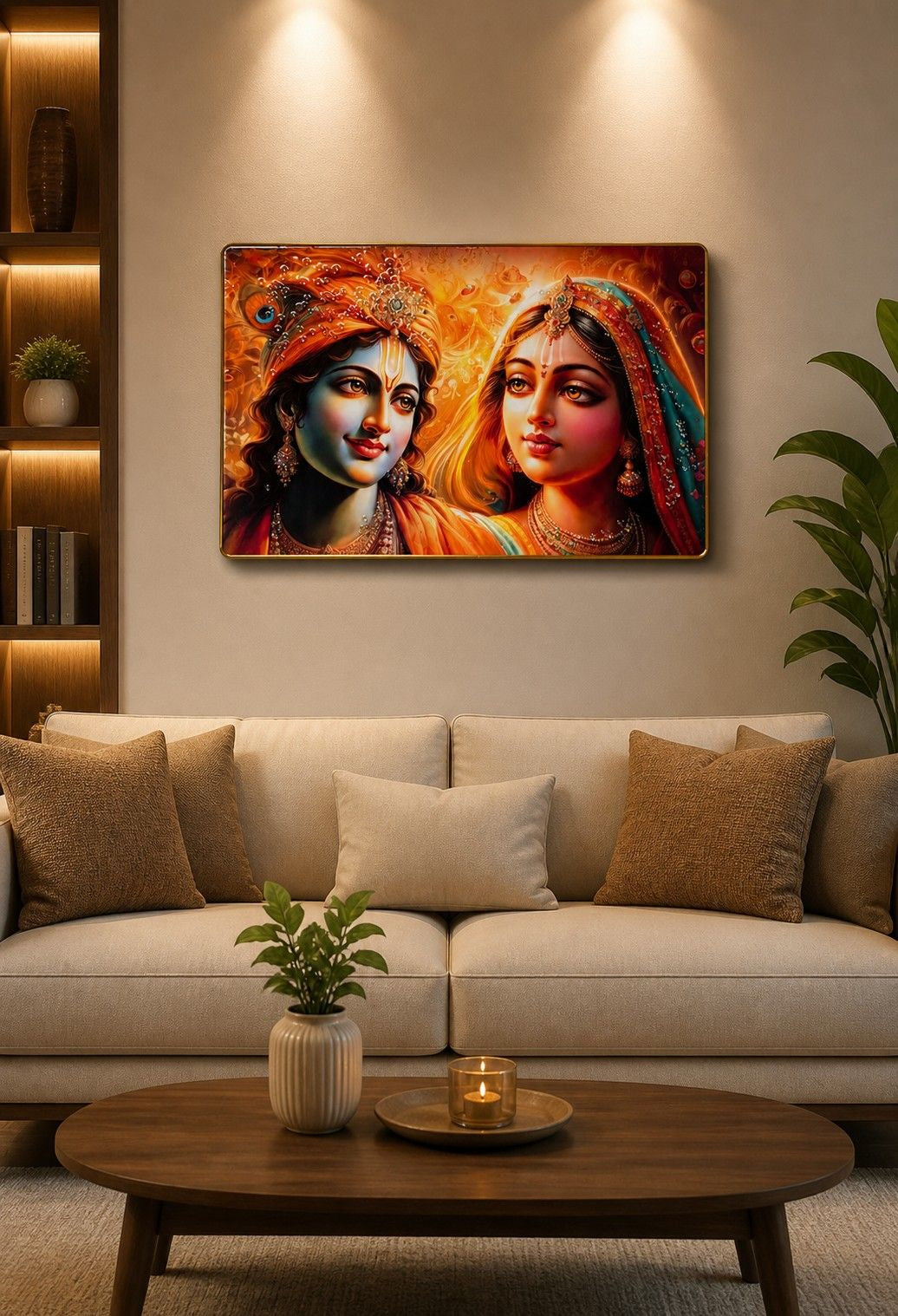 Radha Krishna Divine Love Crystal Painting