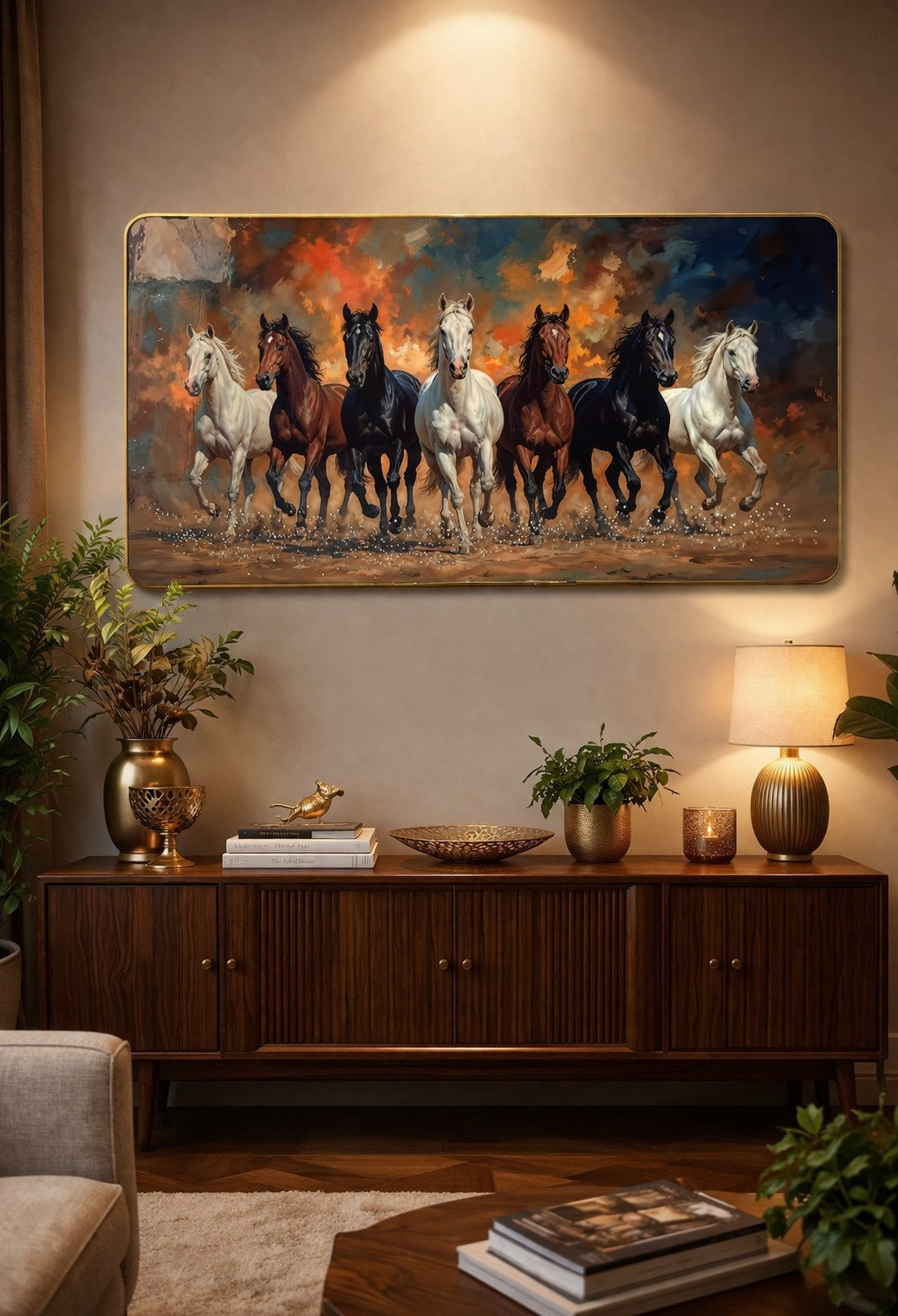 7 Running Horses Crystal Painting
