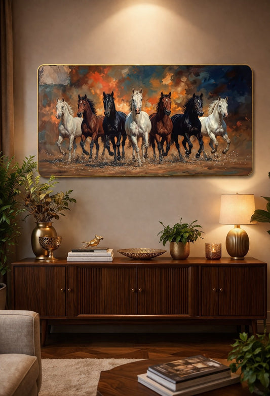 7 Running Horses Crystal Painting