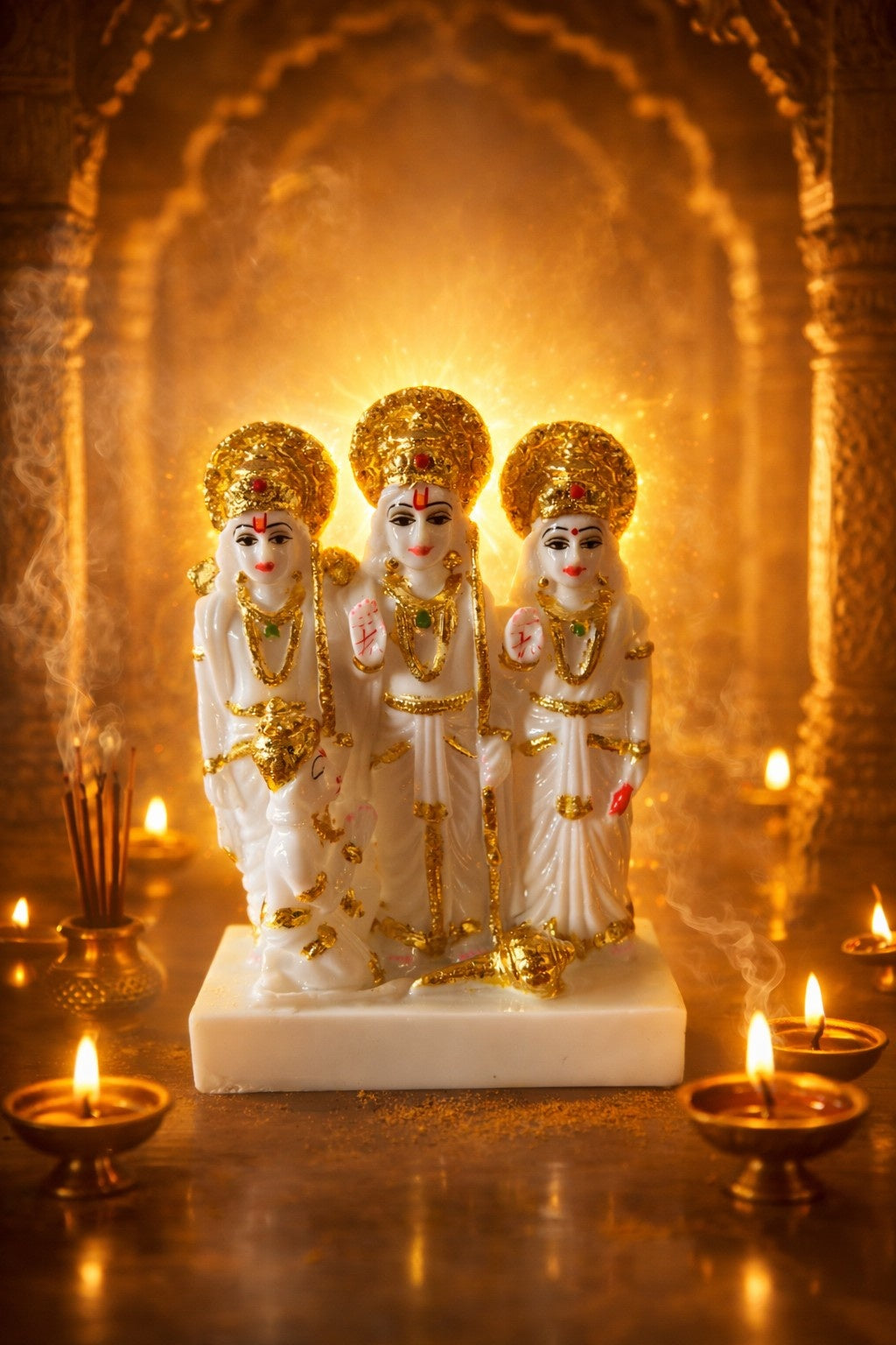 Premium Marble Ram Darbar Murti (Ram, Sita, Lakshman & Hanuman)