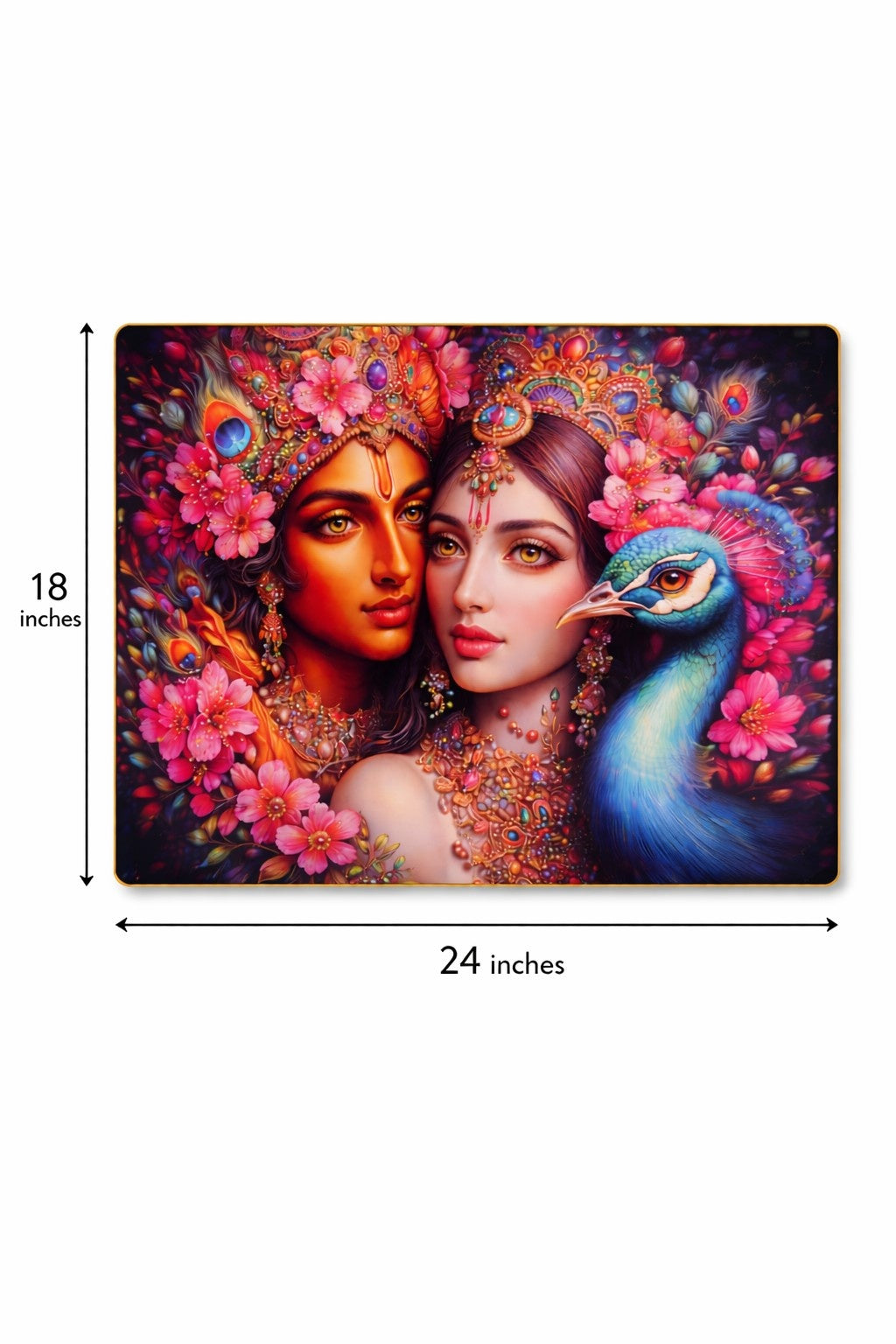 Premium Radha Krishna Crystal Painting with Peacock