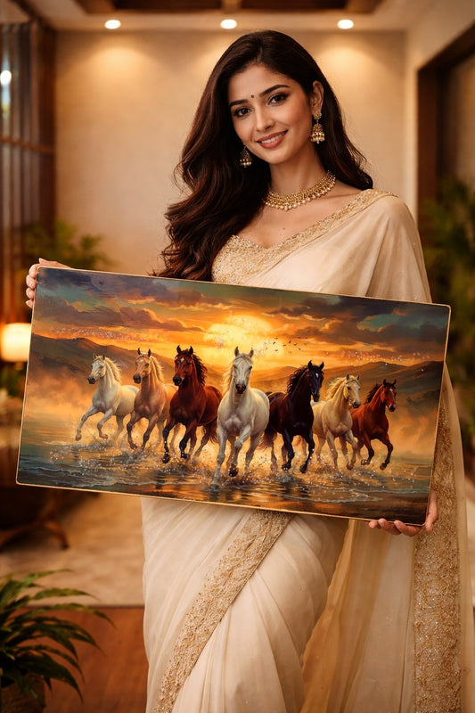 7 Running Horses Crystal Painting Wall Art