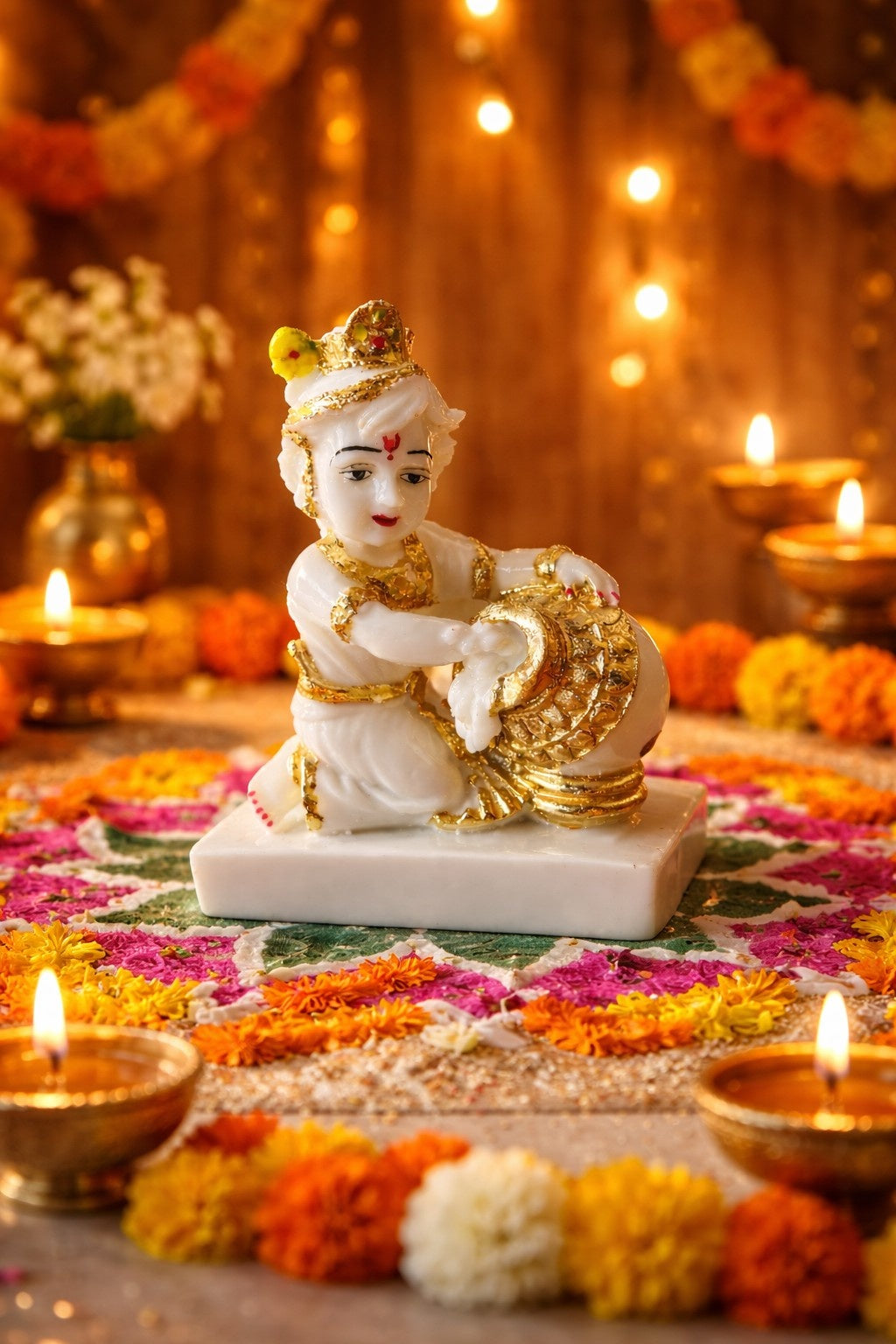 Premium Marble Makhan Chor Laddu Gopal Murti
