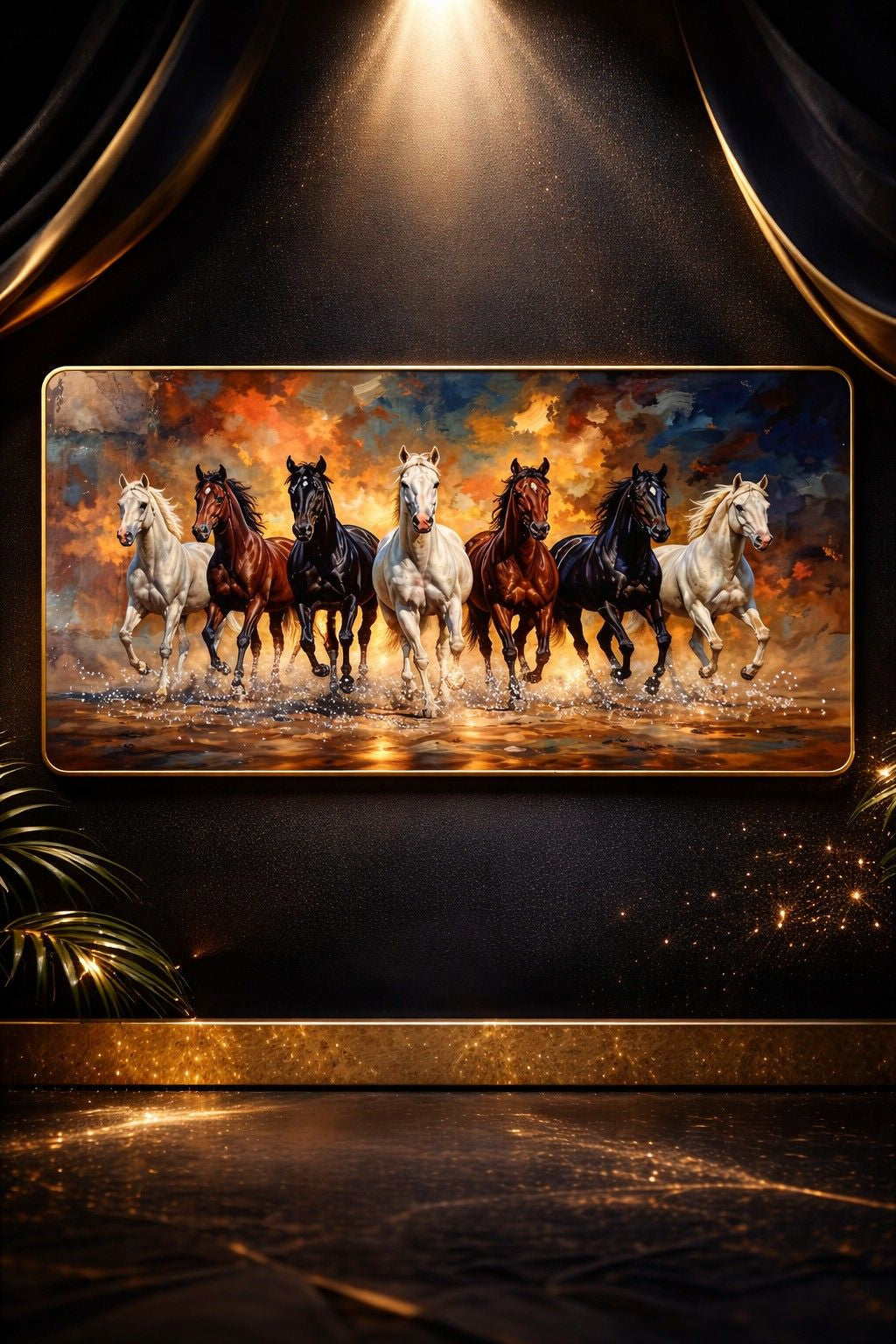 7 Running Horses Crystal Painting