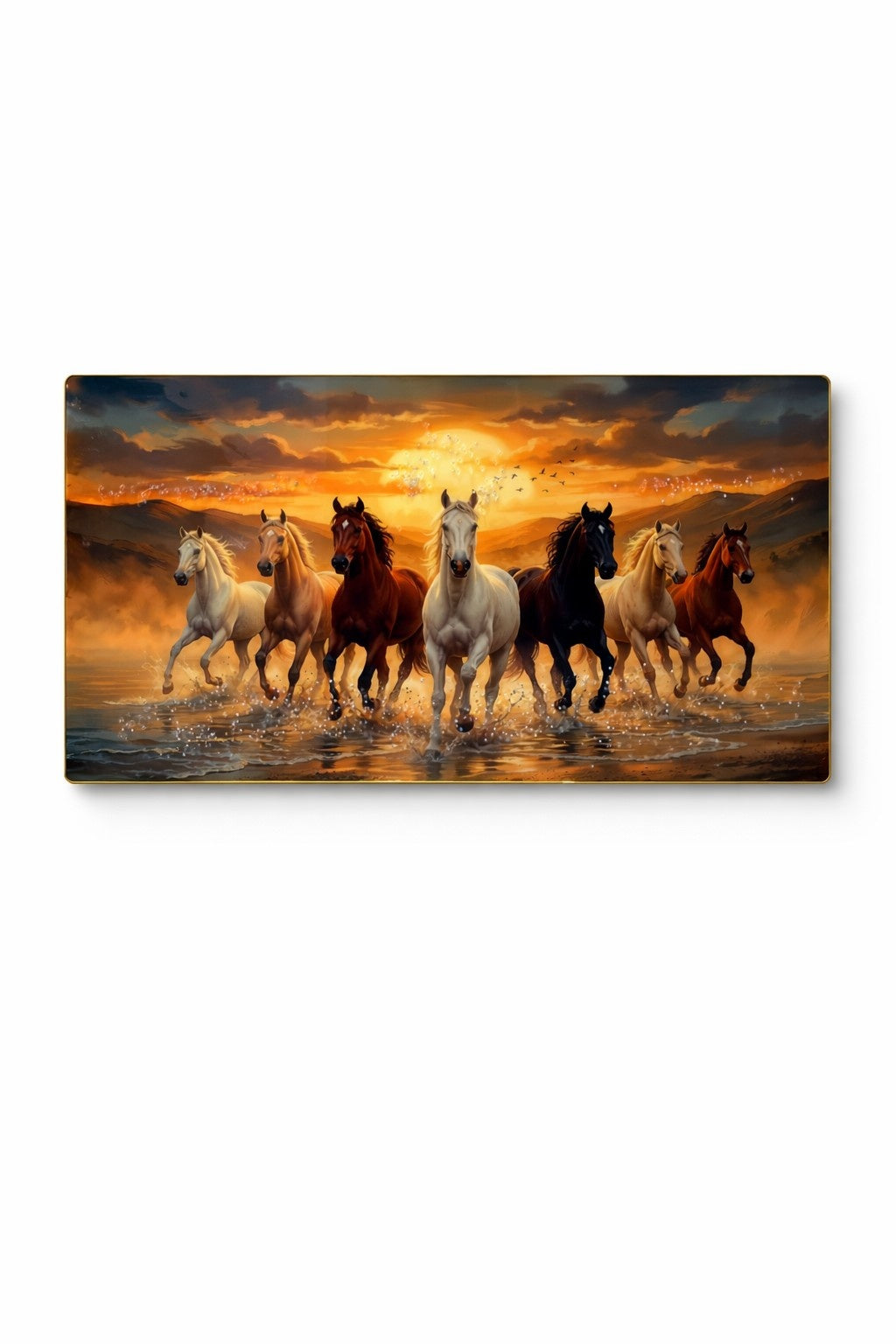 7 Running Horses Crystal Painting Wall Art