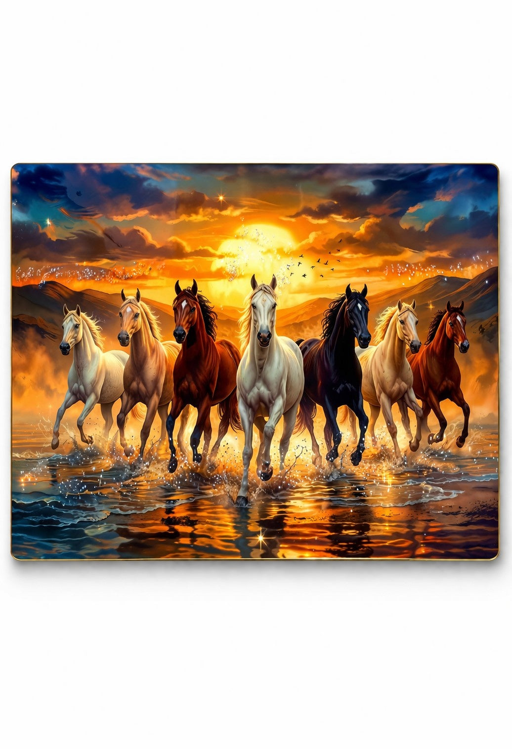 7 Running Horses Crystal Painting Wall Art