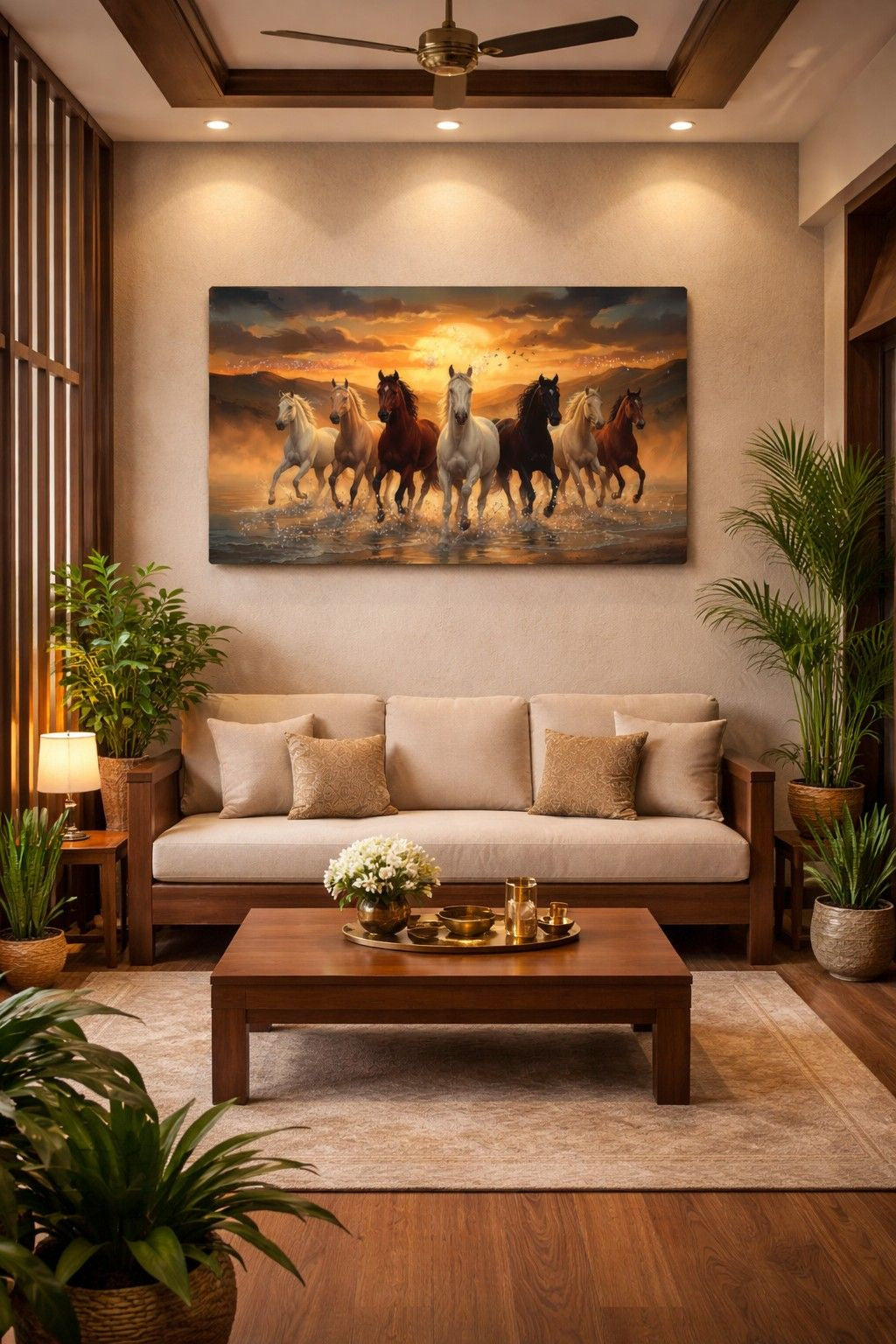 7 Running Horses Crystal Painting Wall Art