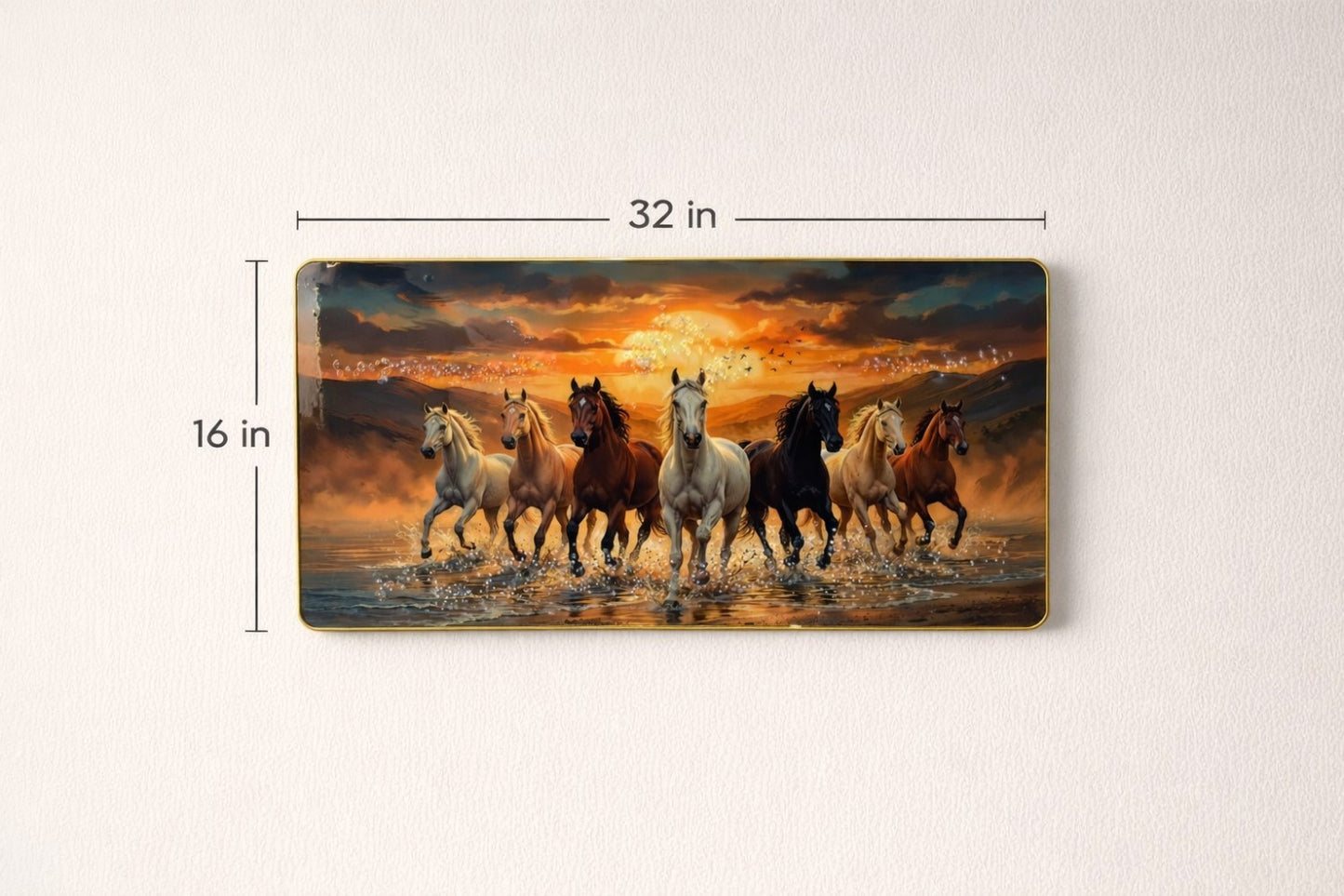 7 Running Horses Crystal Painting Wall Art