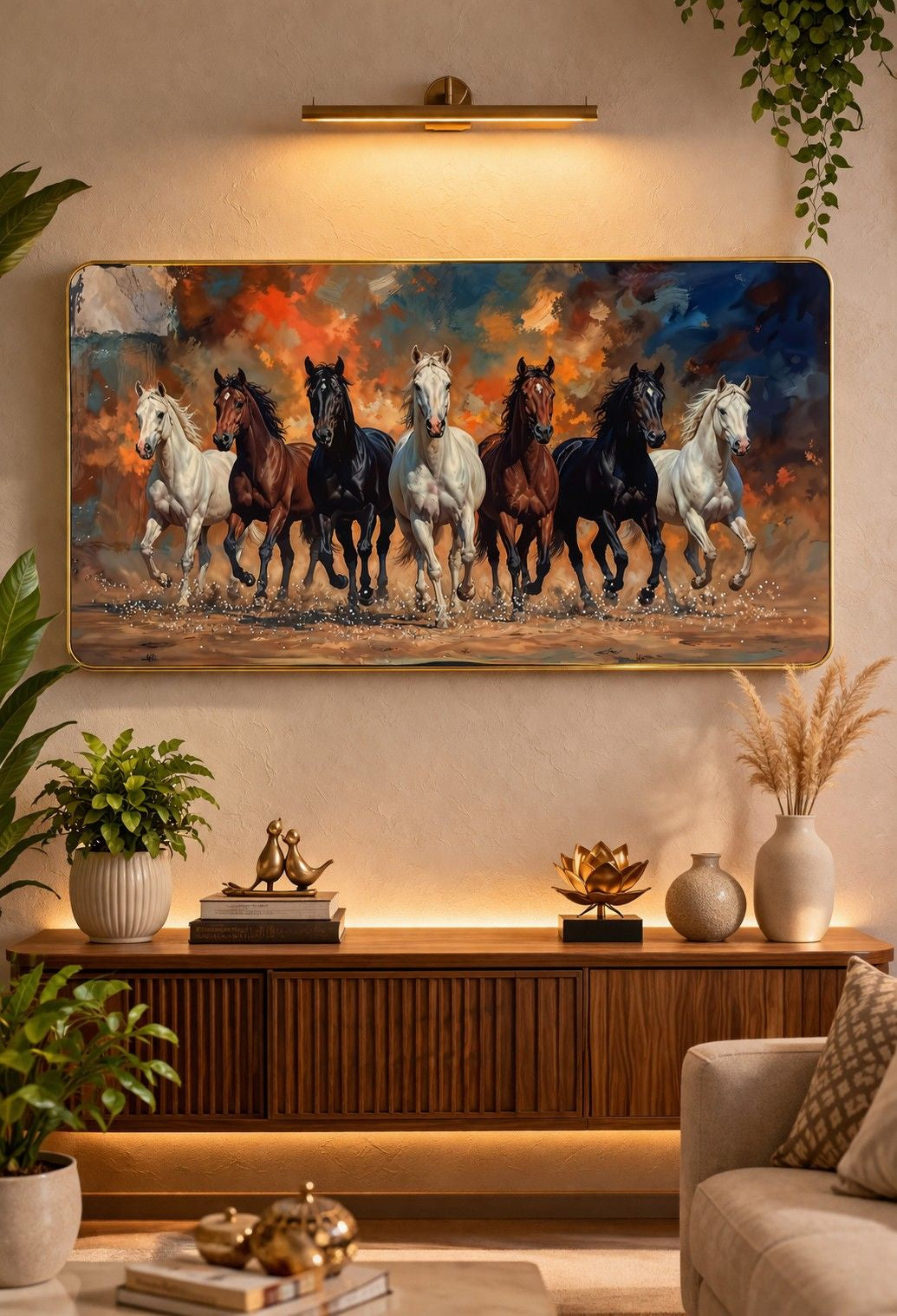7 Running Horses Crystal Painting
