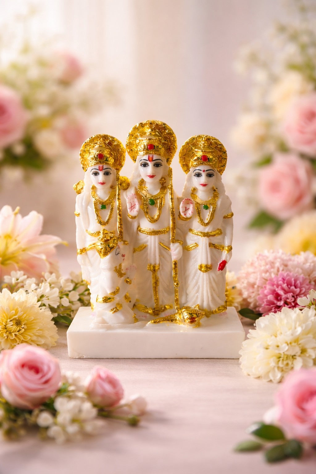 Premium Marble Ram Darbar Murti (Ram, Sita, Lakshman & Hanuman)