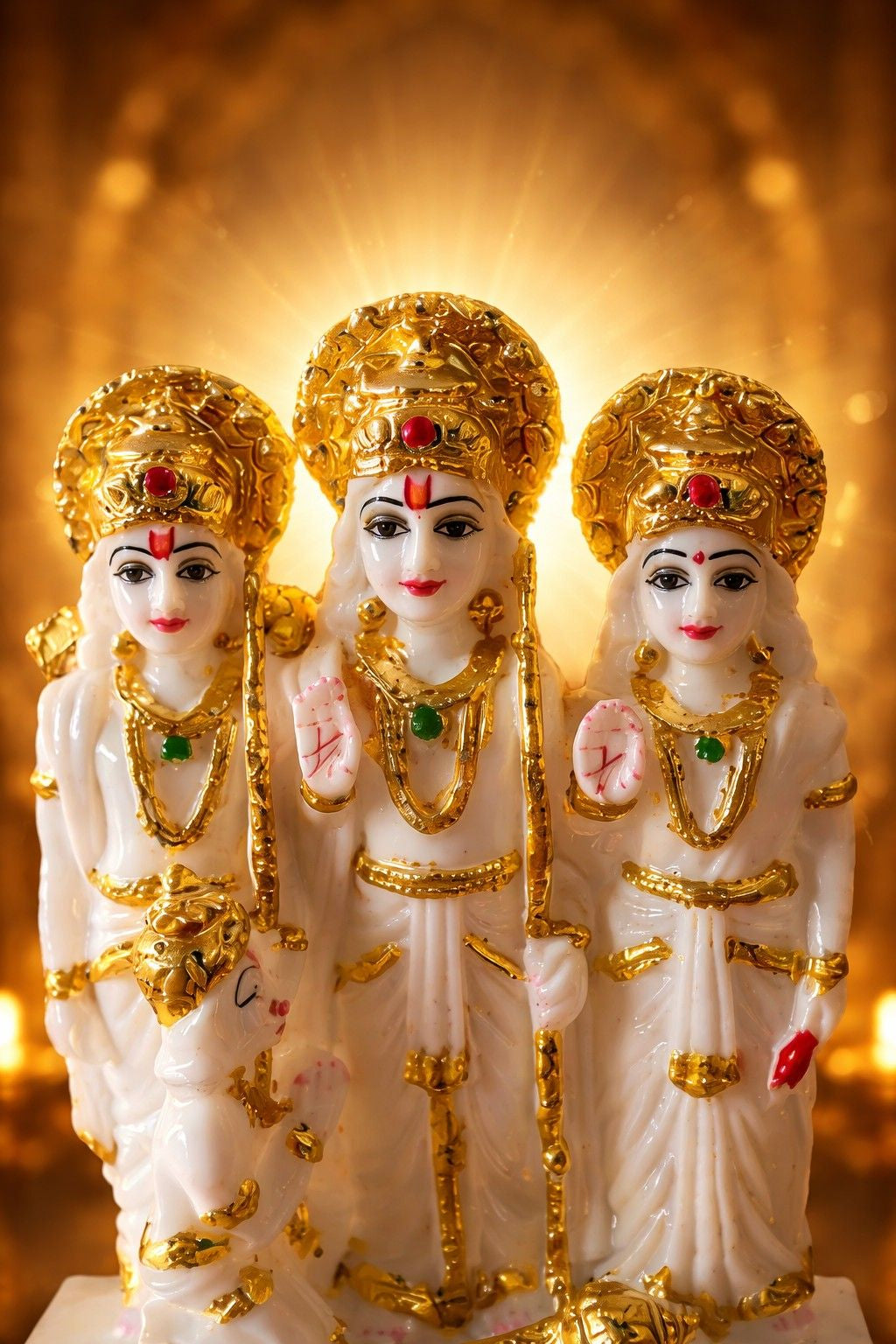 Premium Marble Ram Darbar Murti (Ram, Sita, Lakshman & Hanuman)